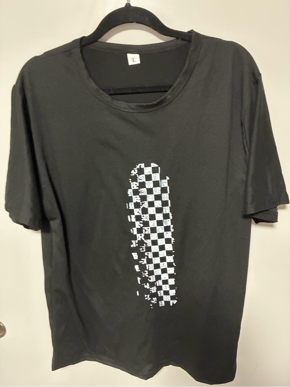 Black Graphic Checkerboard T-Shirt